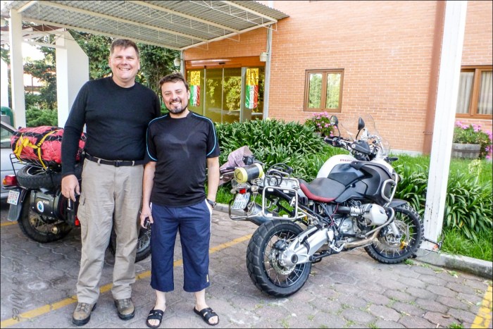 Miles and Franco - a fond farewell as we head our separate ways outside of Mexico City. 